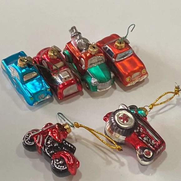 Department 56 blown glass Christmas 6 🚘 car 🚗 German vintage tree 🌲 ornaments - Picture 15 of 16